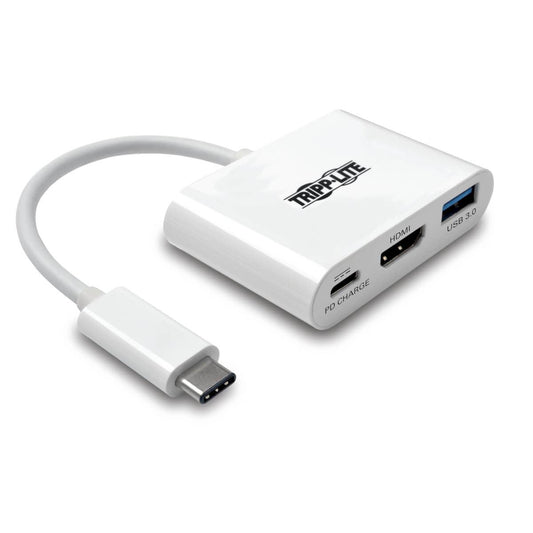 Tripp Lite U444-06N-Hu-C Usb-C To Hdmi Adapter With Usb-A Port And Pd Charging, Hdcp, White