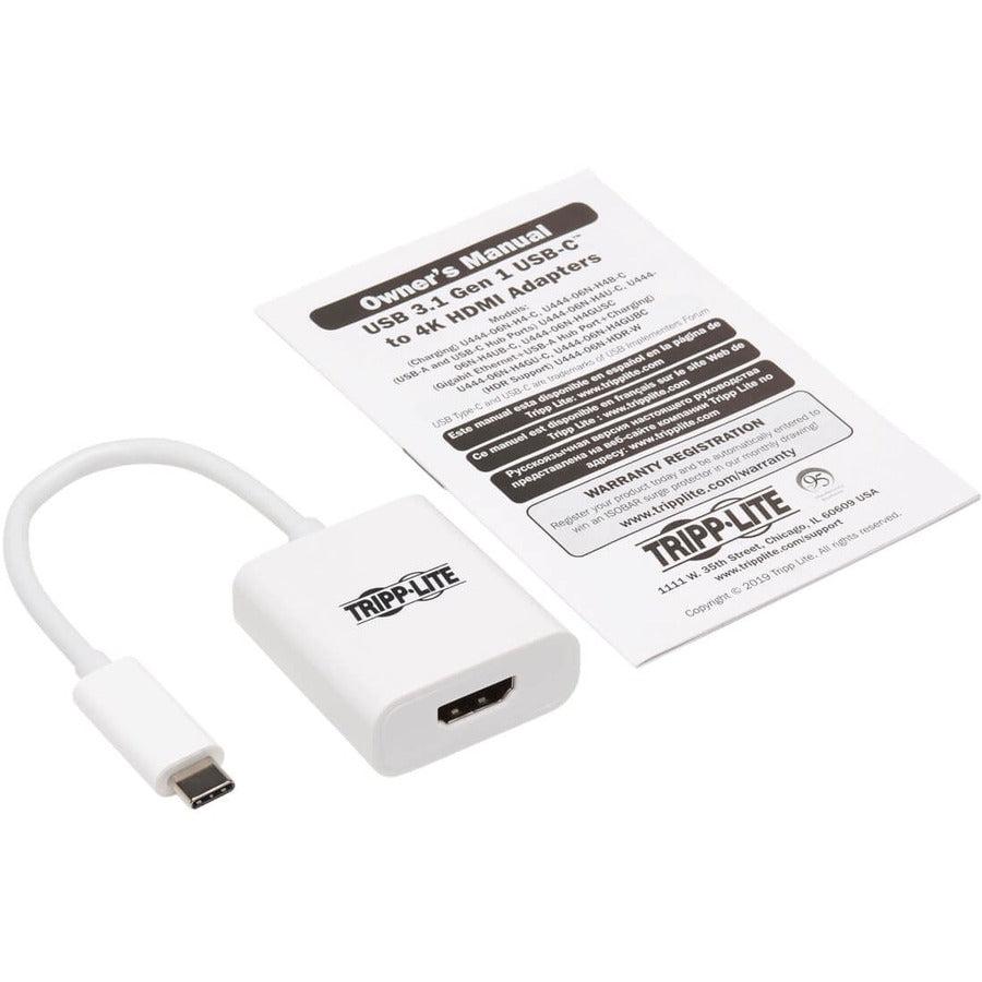 Tripp Lite U444-06N-Hdr-W Usb-C To Hdmi Adapter (M/F) - 4K 60 Hz, Hdr, 4:4:4, Dp 1.2, Hdcp 2.2, White