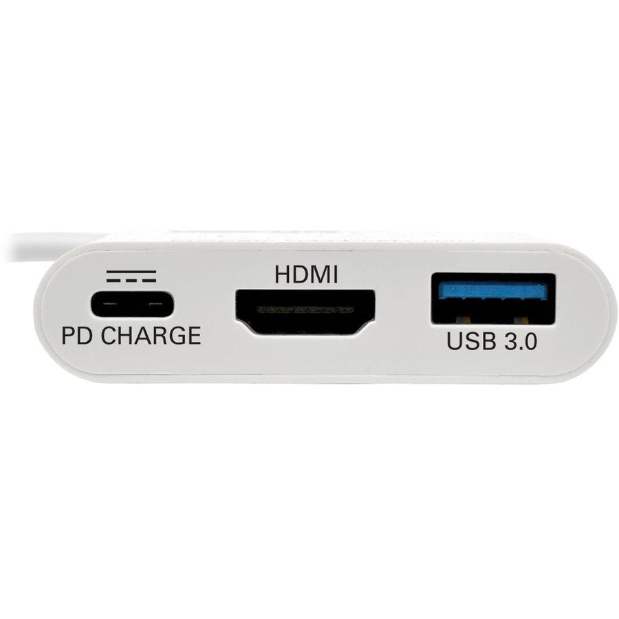 Tripp Lite U444-06N-Hu-C Usb-C To Hdmi Adapter With Usb-A Port And Pd Charging, Hdcp, White