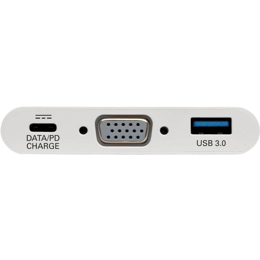 Tripp Lite U444-06N-Vu-C Usb-C To Vga Adapter With Usb-A Port And Pd Charging, White