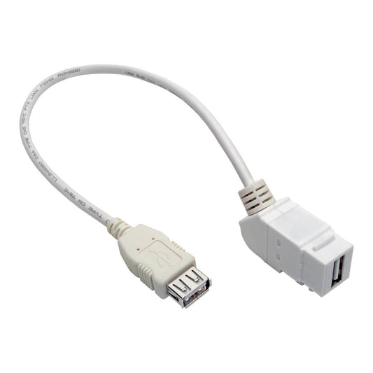Tripp Lite Usb 2.0 All-In-One Keystone/Panel Mount Coupler Cable (F/F), Angled Connector, White, 0.31 M