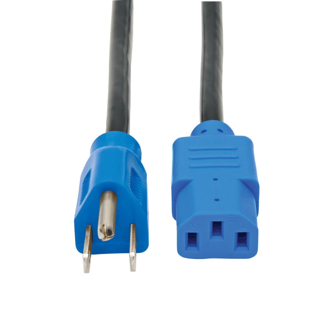 Tripp Lite Universal Computer Power Cord Lead Cable, 10A, 18Awg (Nema 5-15P To Iec-320-C13 With Blue Plugs), 1.22 M (4-Ft.)