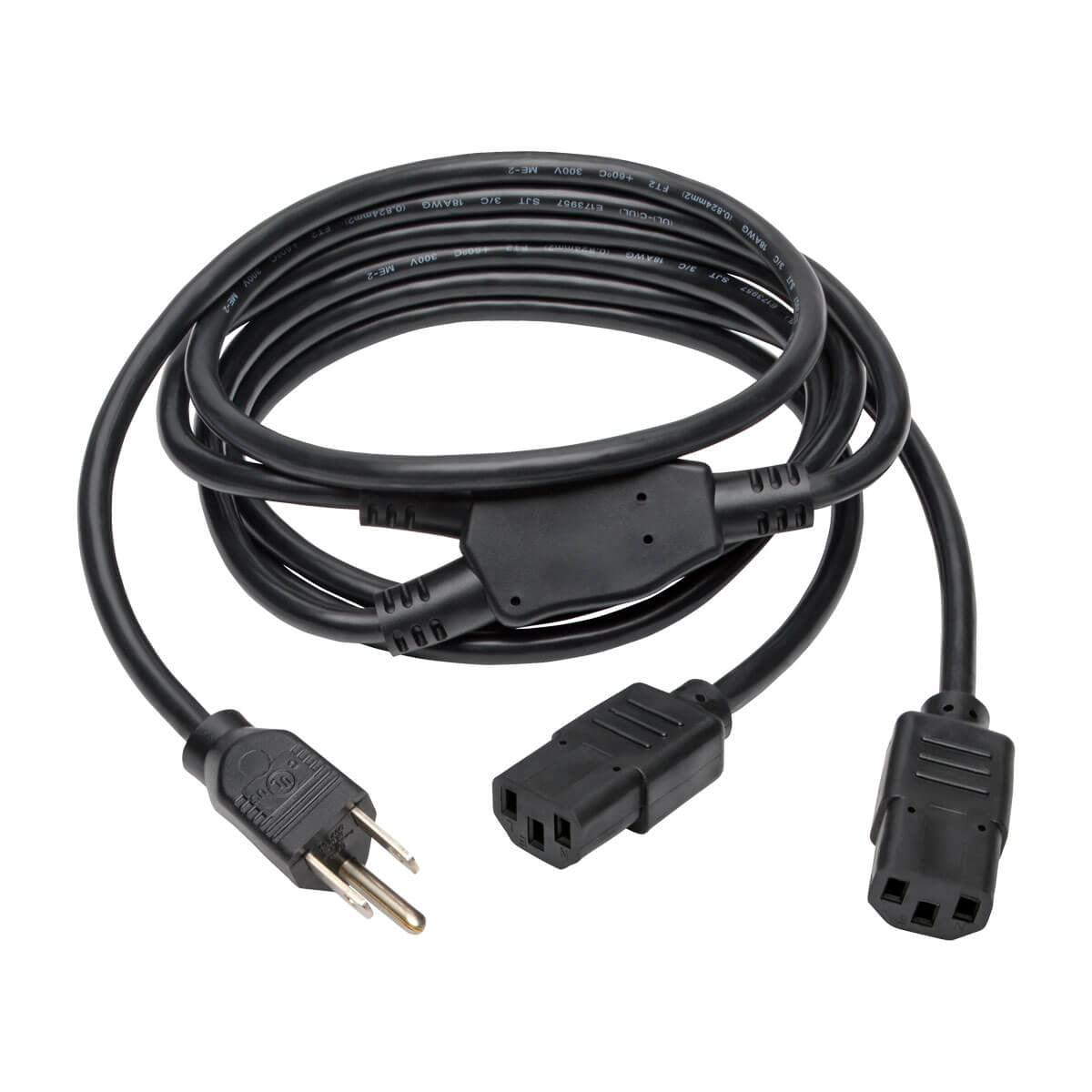 Tripp Lite Universal Power Extension Cord Y Splitter Cable (Nema 5-15P To 2X Iec-320-C13), 6-Ft.