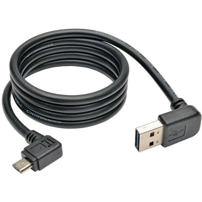 Tripp Lite Ur05C-003-Uarb Micro Usb Cable For Charging (M/M) - Reversible Up/Down Usb-A To Right-Angle Usb Micro-B, 20 Awg, Black, 3 Ft. (0.91 M)