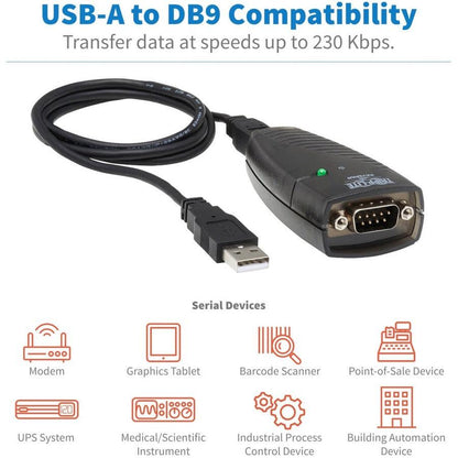 Tripp Lite Usa-19Hs Keyspan Usb To Serial Adapter - Usb-A Male To Db9 Rs232 Male, 3 Ft. (0.91 M), Taa