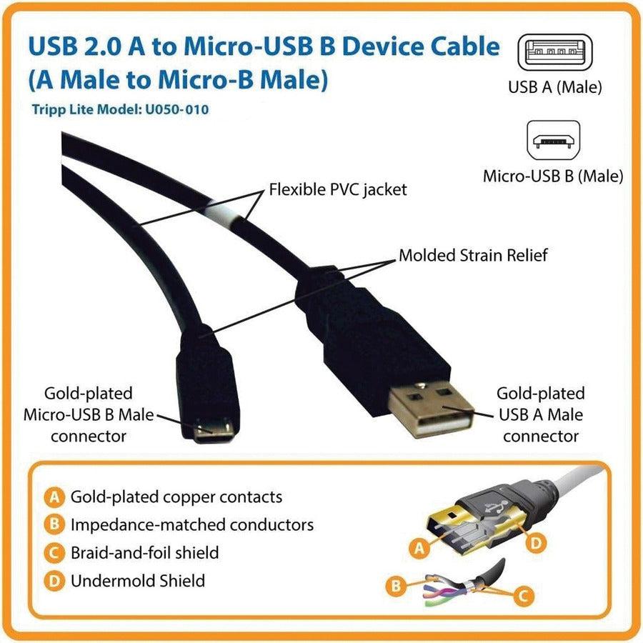 Tripp Lite Usb 2.0 Hi-Speed A To Micro-B Cable (M/M), 3.05 M