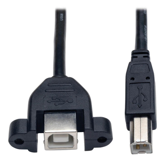 Tripp Lite Usb 2.0 Hi-Speed Panel Mount Extension Cable (B To Panel Mount B M/F), 0.31 M (1-Ft.)