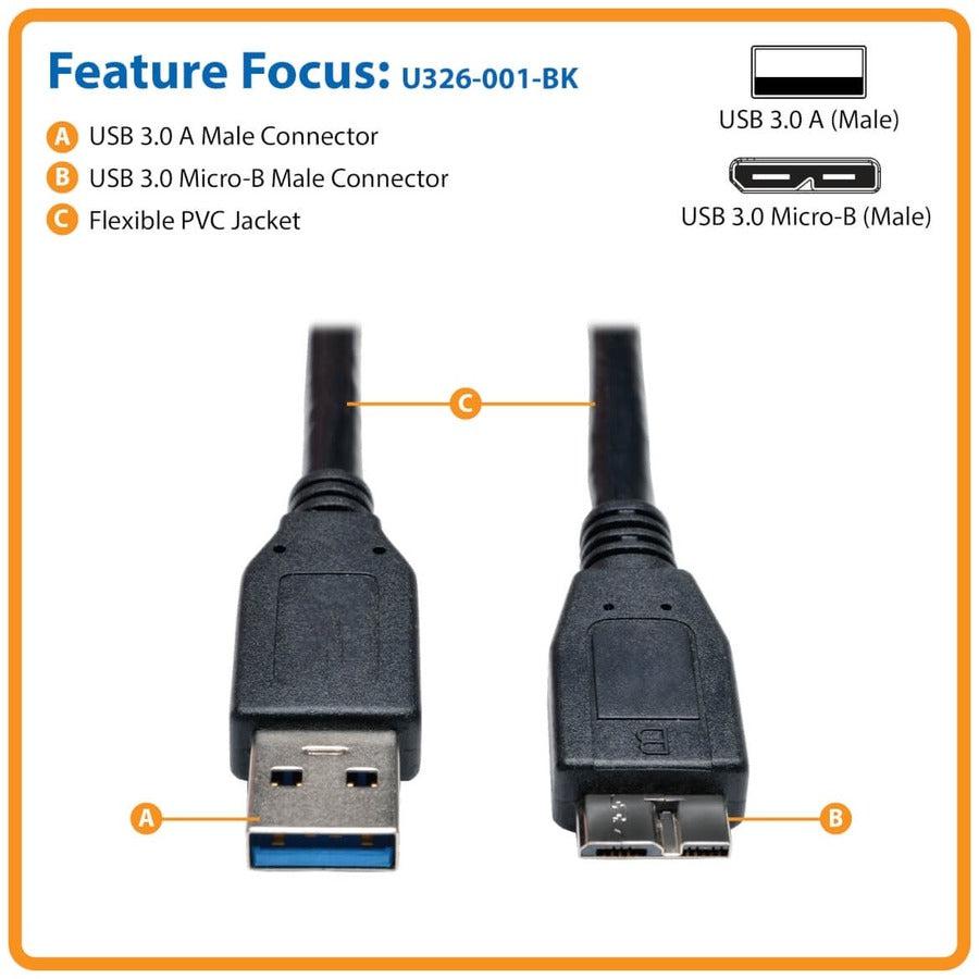 Tripp Lite Usb 3.0 Superspeed Device Cable (A To Micro-B M/M) Black, 0.31 M