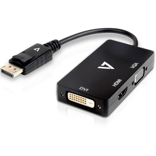 V7 Black Video Adapter Displayport Male To Vga Female + Dvi-D Female + Hdmi Female