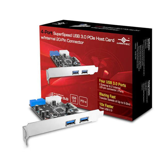 Vantec Ugt-Pc345 4-Port Superspeed Usb 3.0 Pci-Express Host Card W/ Internal 20-Pin Connector