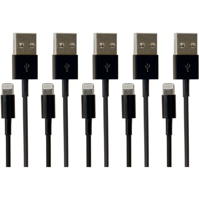 Visiontek Lightning To Usb 1 Meter Cable Black 5-Pack (M/M)