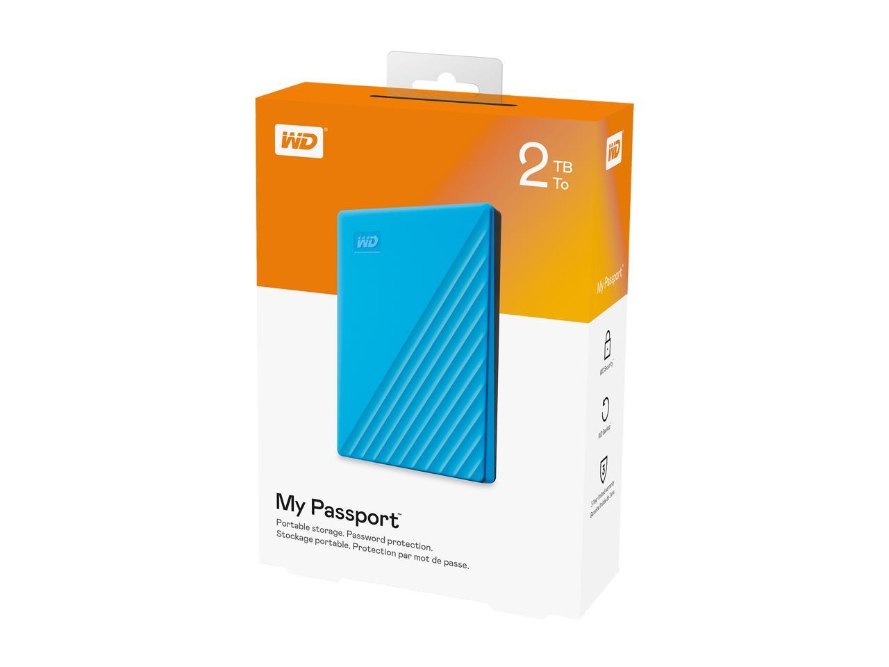 Wd 2Tb My Passport Portable Storage External Hard Drive Usb 3.2 For Pc/Mac Blue (Wdbyvg0020Bbl-Wesn)