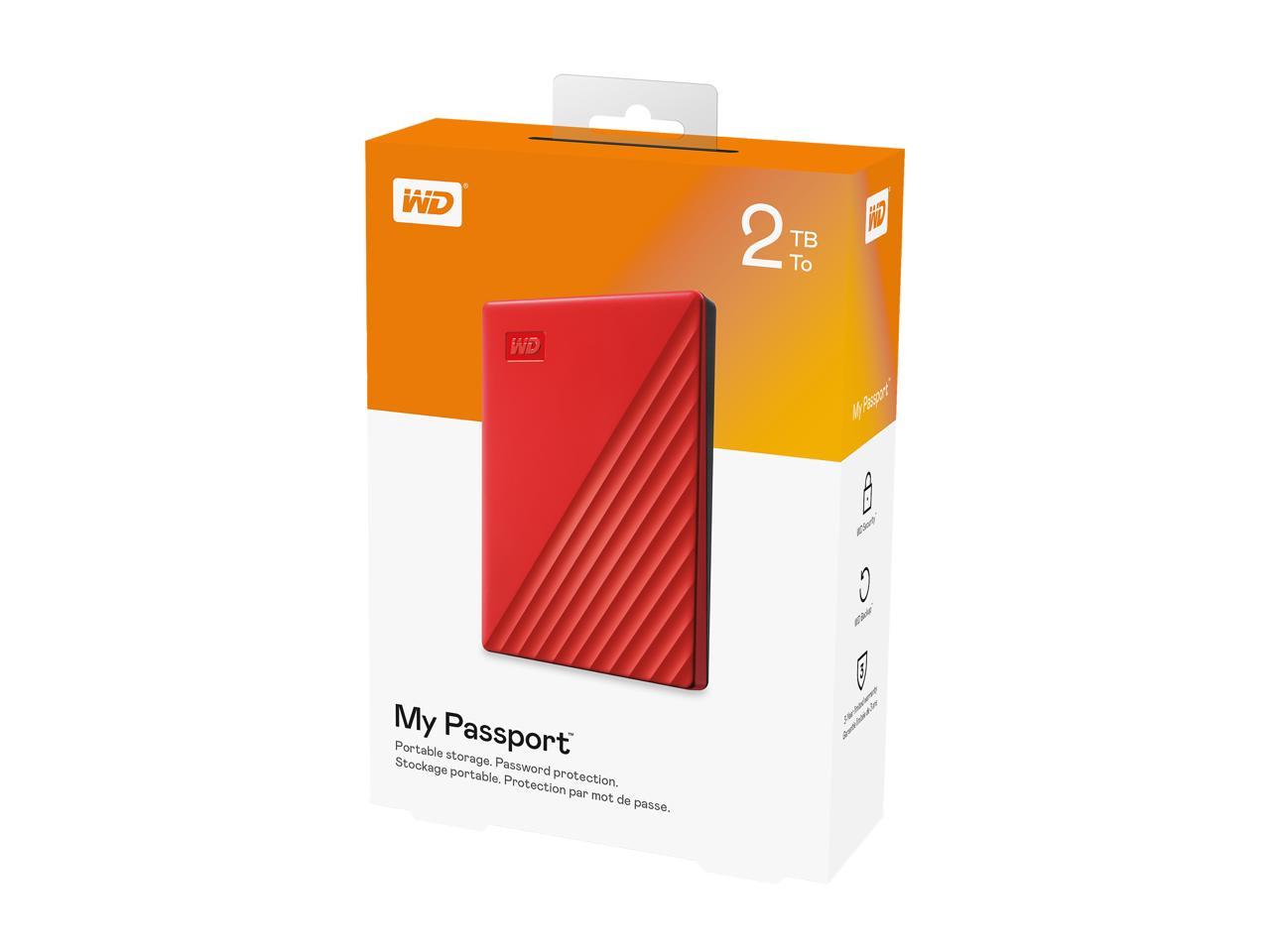 Wd 2Tb My Passport Portable Storage External Hard Drive Usb 3.2 For Pc/Mac Red (Wdbyvg0020Brd-Wesn)