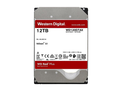Wd Red Plus 12Tb Nas Hard Disk Drive - 5400 Rpm Class Sata 6Gb/S, Cmr, 256Mb Cache, 3.5 Inch - Wd120Efax