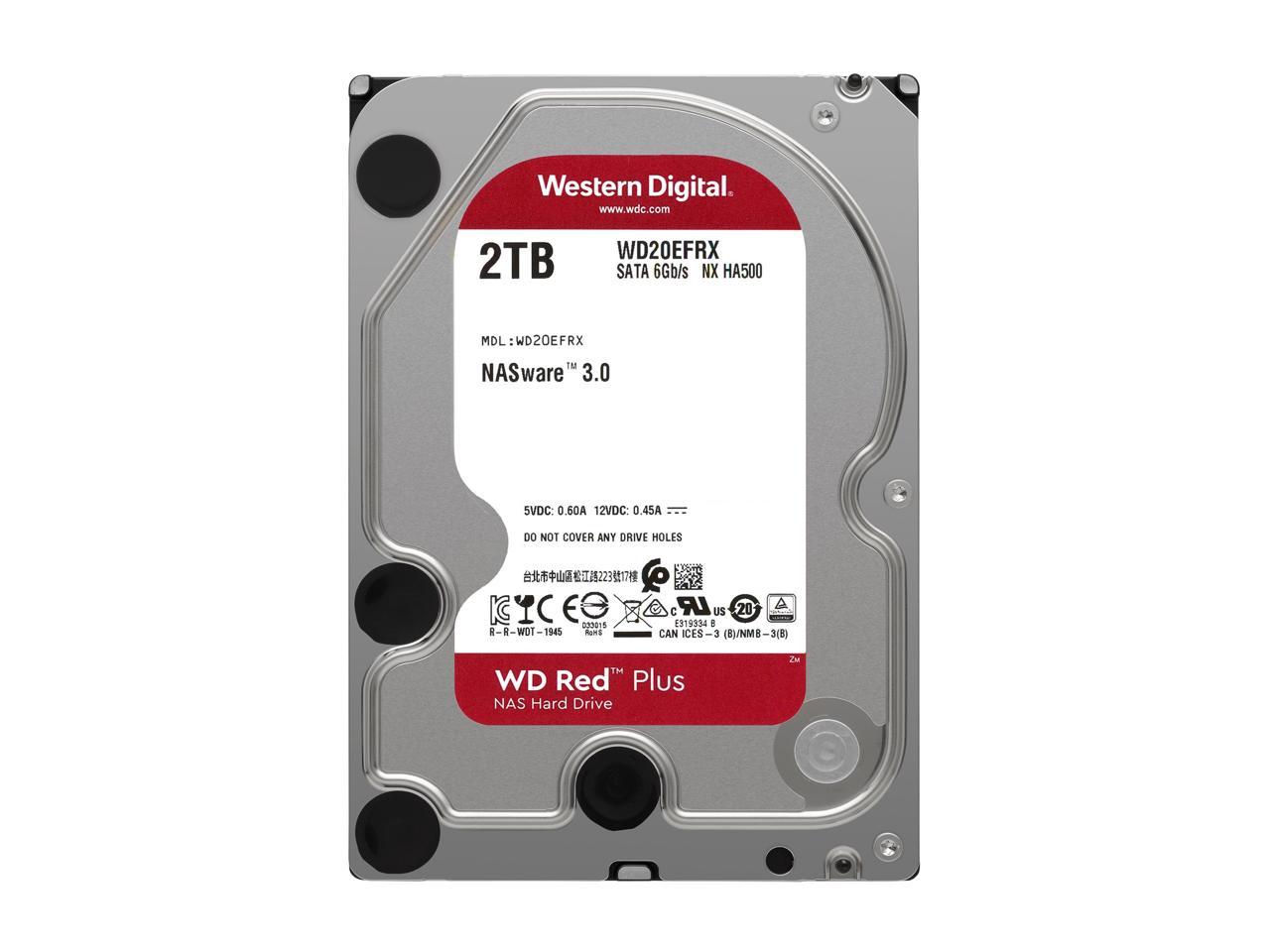 Wd Red Plus 2Tb Nas Hard Disk Drive - 5400 Rpm Class Sata 6Gb/S, Cmr, 64Mb Cache, 3.5 Inch - Wd20Efrx