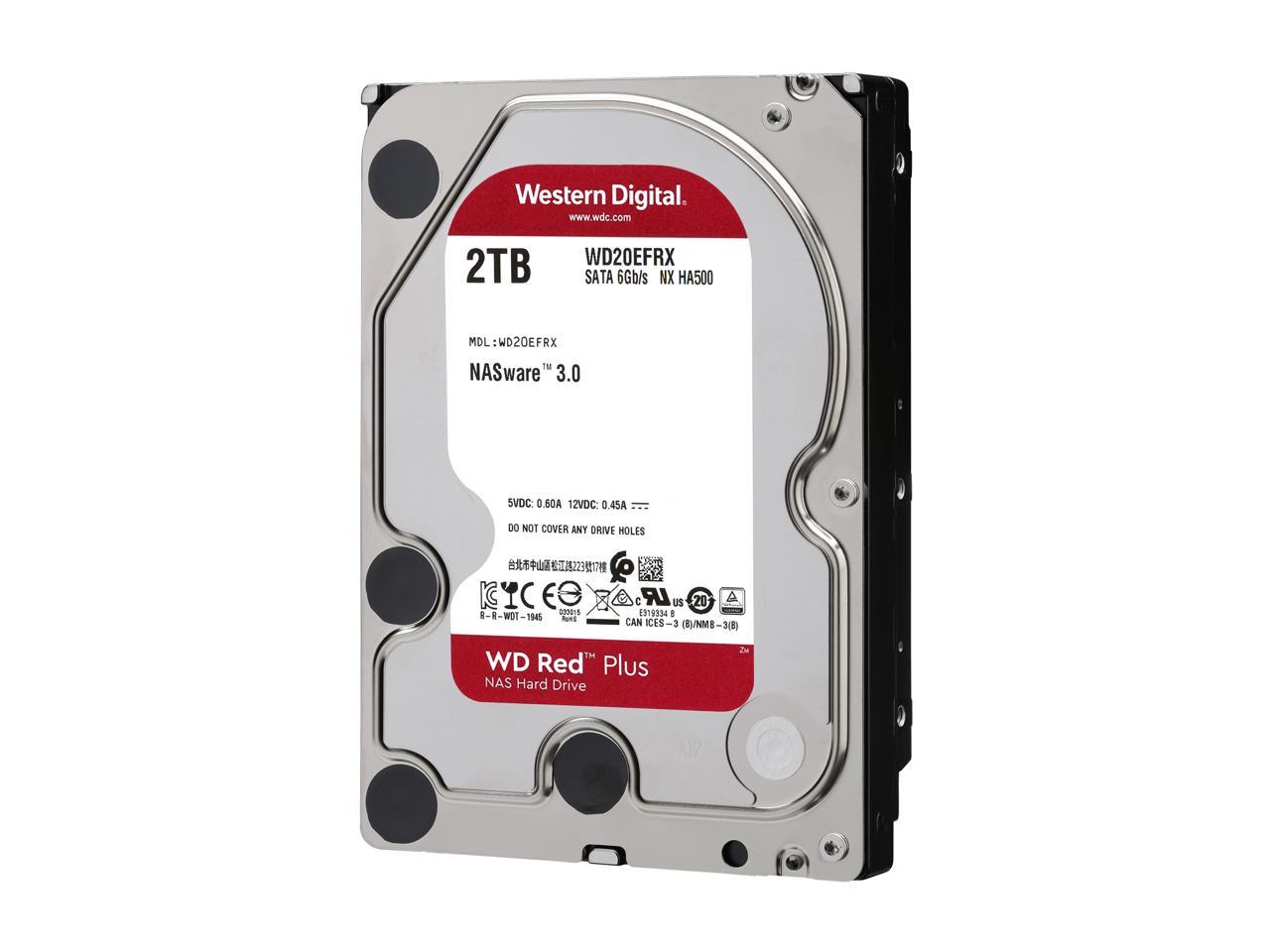 Wd Red Plus 2Tb Nas Hard Disk Drive - 5400 Rpm Class Sata 6Gb/S, Cmr, 64Mb Cache, 3.5 Inch - Wd20Efrx