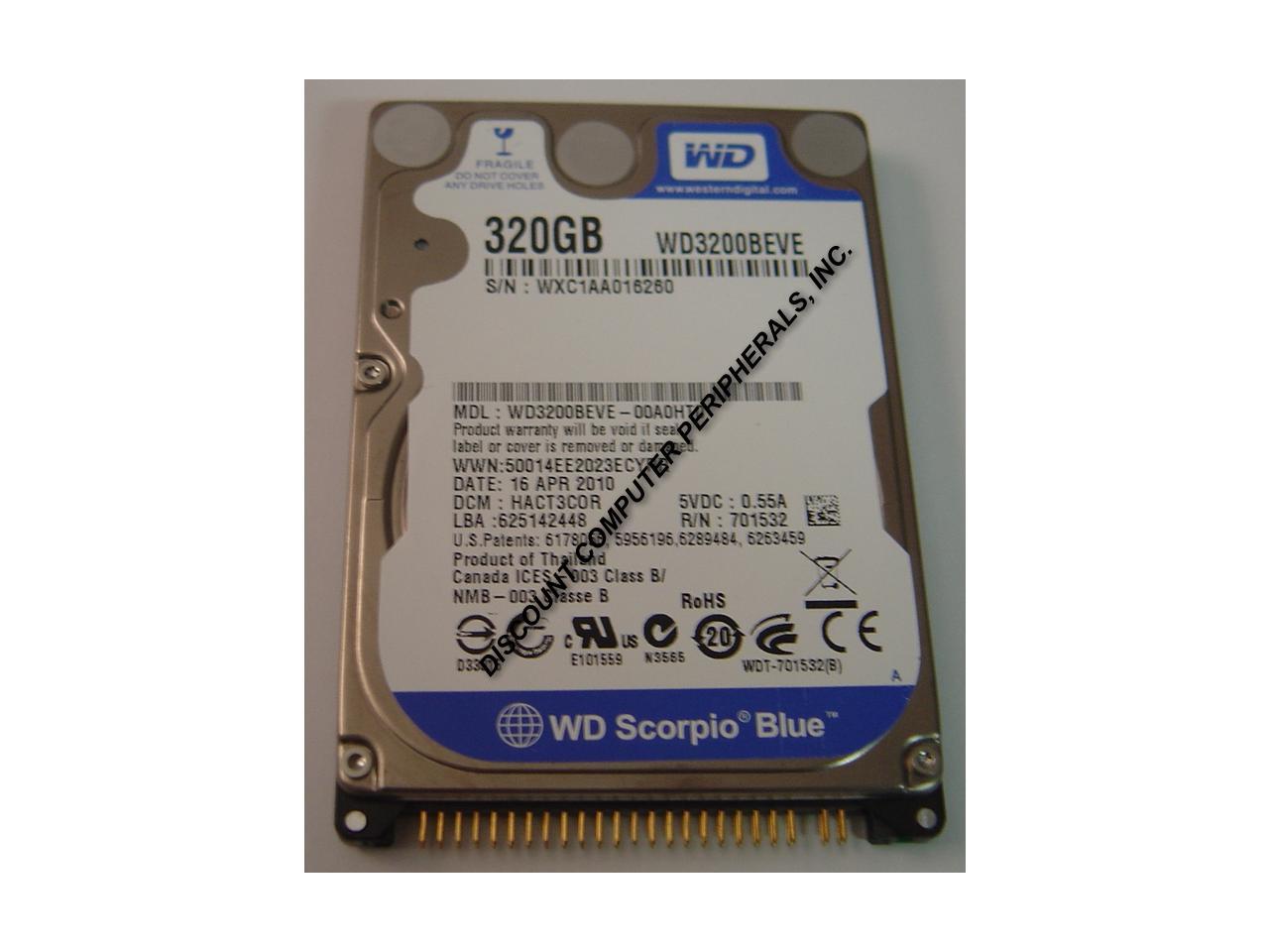 Western Digital Scorpio Blue Wd3200Beve 320Gb 5400 Rpm Pata 2.5" Internal Notebook Hard Drive Bare Drive