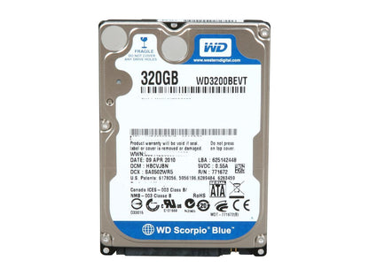 Western Digital Scorpio Blue Wd3200Bevt 320Gb 5400 Rpm 8Mb Cache Sata 3.0Gb/S 2.5" Internal Notebook Hard Drive Bare Drive