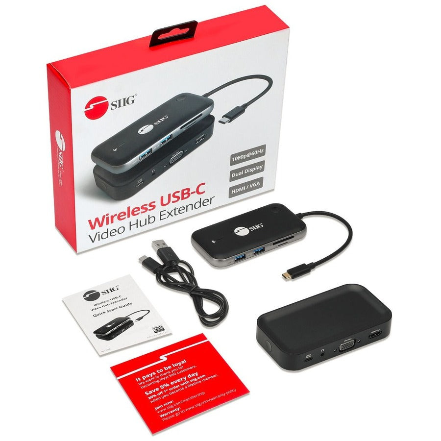 Wireless Usb-C Video Hub Extender 1080P - 32Ft