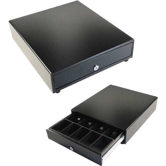 Apg Standard- Duty 13.8" Point Of Sale Cash Drawer | Vasario Series Vp320-Bl1416 | Multipro 320 Interface | Plastic Till With 4 Bill/ 5 Coin Compartments | Printer Driven |Black