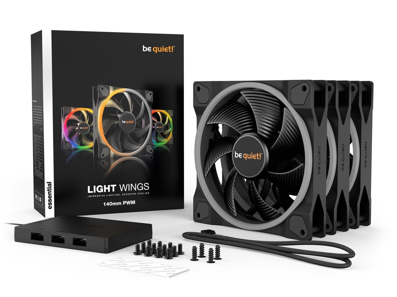 Be Quiet! Light Wings 140Mm Pwm, Premium Argb Cooling Fan, 4-Pin, Triple Pack, Bl078