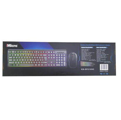 Imicro Kb-Rp2169C Rainbow Backlit Wired Usb Keyboard & Mouse