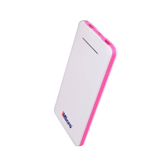 Imicro Pb-Im8000R 8000Mah Lithium Polymer Battery Power Bank W/ Flashlight (Pink)