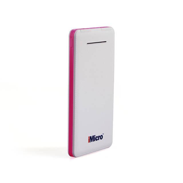 Imicro Pb-Im8000R 8000Mah Lithium Polymer Battery Power Bank W/ Flashlight (Pink)